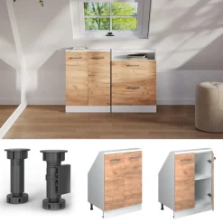 Dachschrägenschrank Rion Goldkraft Eiche/Weiß mit 2 Türen Vicco