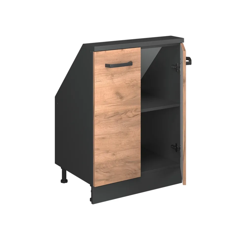 Dachschrägenschrank Rion Goldkraft Eiche/Anthrazit mit 2 Türen Vicco