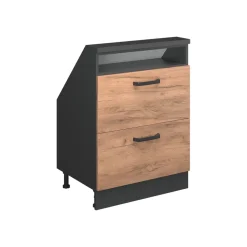 Dachschrägenschrank Rion Goldkraft Eiche/Anthrazit mit 2 Schubladen Vicco