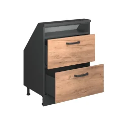 Dachschrägenschrank Rion Goldkraft Eiche/Anthrazit mit 2 Schubladen Vicco