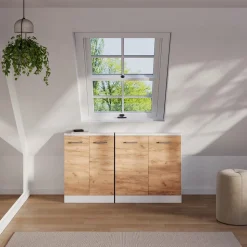 Dachschrägenschrank Rion Goldkraft Eiche/Weiß mit 2 Türen Vicco