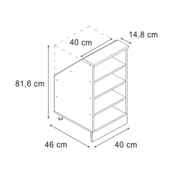 Dachschrägenschrank Rion Goldkraft Eiche 40 x 81.6 cm mit 4 Fächern Vicco