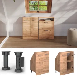 Dachschrägenschrank Rion Goldkraft Eiche mit 2 Türen Vicco