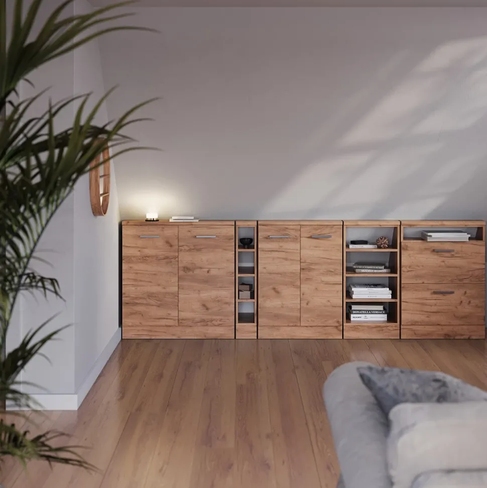 Dachschrägenschrank Rion Goldkraft Eiche mit 2 Türen Vicco