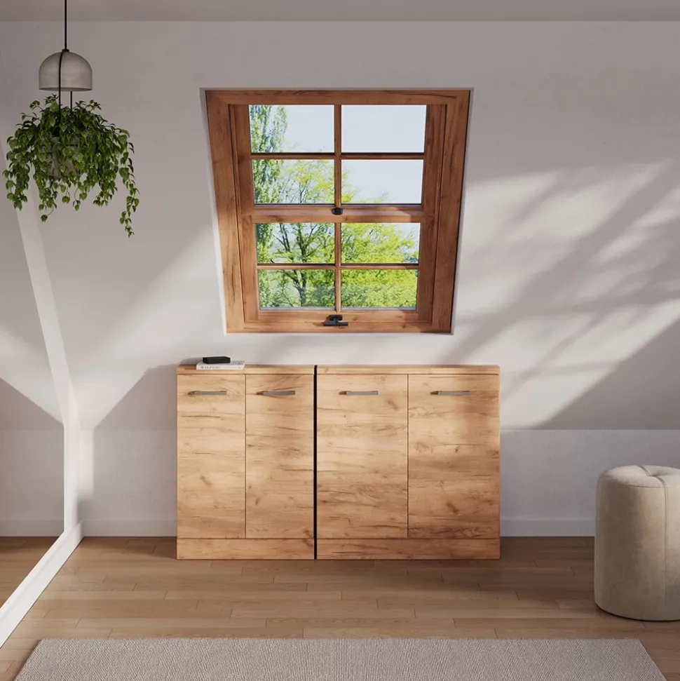 Dachschrägenschrank Rion Goldkraft Eiche mit 2 Türen Vicco