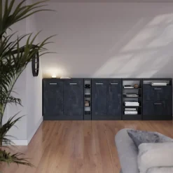 Dachschrägenschrank Rion Schwarz Beton/Anthrazit mit 2 Türen Vicco