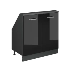 Dachschrägenschrank Rion Schwarz Hochglanz/Anthrazit mit 2 Türen Vicco