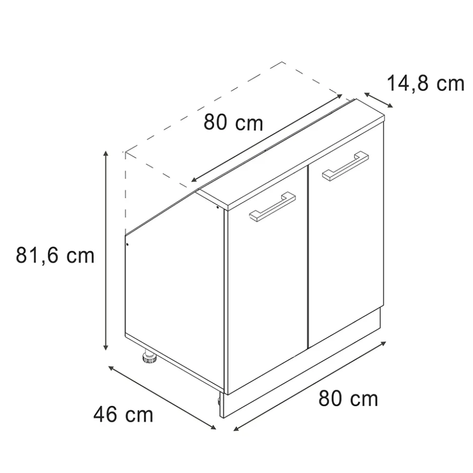 Dachschrägenschrank Rion Schwarz Hochglanz/Anthrazit mit 2 Türen Vicco