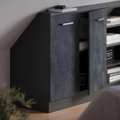 Dachschrägenschrank Rion Schwarz Beton/Anthrazit mit 2 Türen Vicco