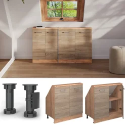 Dachschrägenschrank Rion Sonoma/Goldkraft Eiche mit 2 Türen Vicco