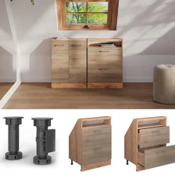 Dachschrägenschrank Rion Sonoma/Goldkraft Eiche mit 2 Schubladen Vicco