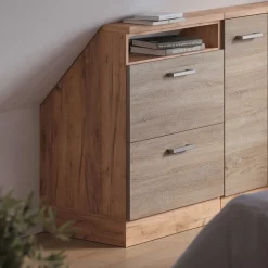 Dachschrägenschrank Rion Sonoma/Goldkraft Eiche mit 2 Schubladen Vicco
