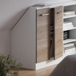 Dachschrägenschrank Rion Sonoma/Weiß mit 2 Türen Vicco