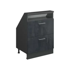 Dachschrägenschrank Rion Schwarz Beton/Anthrazit mit 2 Schubladen Vicco