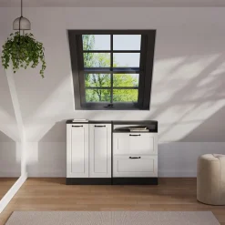 Dachschrägenschrank Rion Weiß Landhaus/Anthrazit mit 2 Türen Vicco