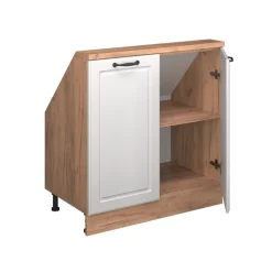 Dachschrägenschrank Rion Weiß Landhaus/Goldkraft Eiche mit 2 Türen Vicco