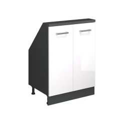 Dachschrägenschrank Rion Weiß Hochglanz/Anthrazit mit 2 Türen Vicco