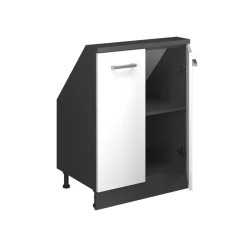 Dachschrägenschrank Rion Weiß Hochglanz/Anthrazit mit 2 Türen Vicco