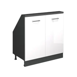 Dachschrägenschrank Rion Weiß Hochglanz/Anthrazit mit 2 Türen Vicco