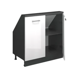 Dachschrägenschrank Rion Weiß Hochglanz/Anthrazit mit 2 Türen Vicco