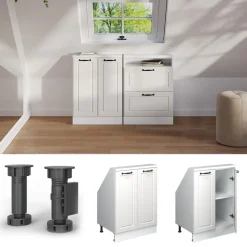 Dachschrägenschrank Rion Weiß Landhaus/Weiß mit 2 Türen Vicco