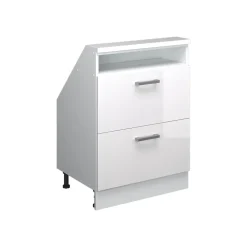 Dachschrägenschrank Rion Weiß Hochglanz/Weiß mit 2 Schubladen Vicco