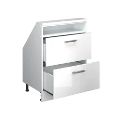 Dachschrägenschrank Rion Weiß Hochglanz/Weiß mit 2 Schubladen Vicco