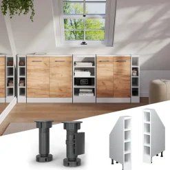 Dachschrägenschrank Rion Weiß 15 x 81.6 cm mit 4 Fächern Vicco