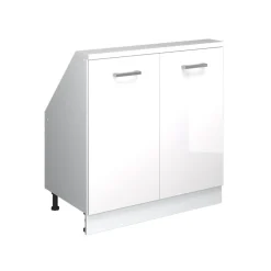 Dachschrägenschrank Rion Weiß Hochglanz/Weiß mit 2 Türen Vicco