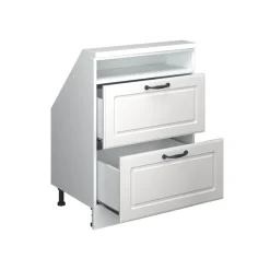 Dachschrägenschrank Rion Weiß Landhaus/Weiß mit 2 Schubladen Vicco