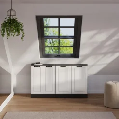 Dachschrägenschrank Rion Weiß Landhaus/Anthrazit mit 2 Türen Vicco