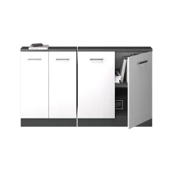 Dachschrägenschrank-Set Rion Weiß Hochglanz/Anthrazit 2er Set Vicco