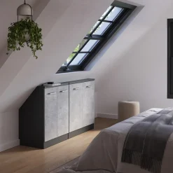 Dachschrägenschrank-Set Rion Beton/Anthrazit 2er Set Vicco