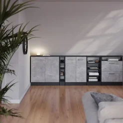 Dachschrägenschrank-Set Rion Beton/Anthrazit 2er Set Vicco