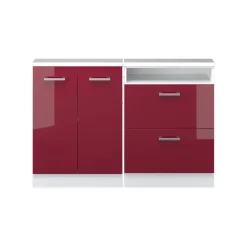 Dachschrägenschrank-Set Rion Bordeaux Hochglanz/Weiß 2er Set Vicco