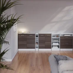 Dachschrägenschrank-Set Rion Edelgrau/Weiß 2er Set Vicco