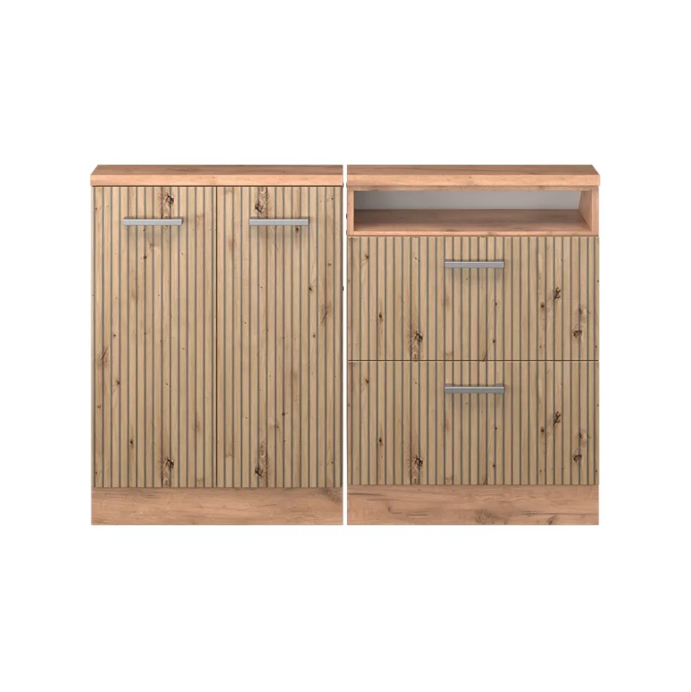 Dachschrägenschrank-Set Rion Artisan-Eiche/Goldkraft Eiche 2er Set Vicco