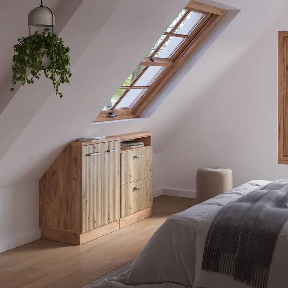 Dachschrägenschrank-Set Rion Artisan-Eiche/Goldkraft Eiche 2er Set Vicco