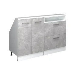 Dachschrägenschrank-Set Rion Beton/Weiß 2er Set Vicco