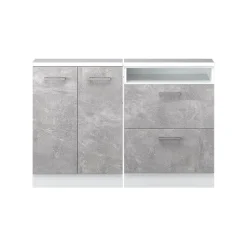 Dachschrägenschrank-Set Rion Beton/Weiß 2er Set Vicco