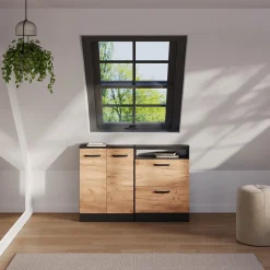 Dachschrägenschrank-Set Rion Goldkraft Eiche/Anthrazit 2er Set Vicco