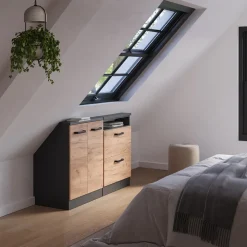 Dachschrägenschrank-Set Rion Goldkraft Eiche/Anthrazit 2er Set Vicco