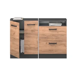 Dachschrägenschrank-Set Rion Goldkraft Eiche/Anthrazit 2er Set Vicco