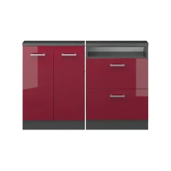 Dachschrägenschrank-Set Rion Rot Hochglanz/Anthrazit 2er Set Vicco