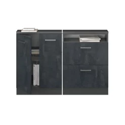 Dachschrägenschrank-Set Rion Schwarz Beton/Anthrazit 2er Set Vicco
