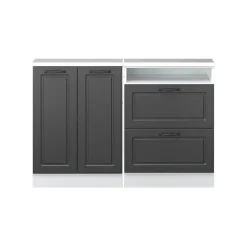 Dachschrägenschrank-Set Rion Anthrazit Landhaus/Weiß 2er Set Vicco