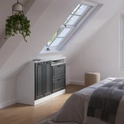 Dachschrägenschrank-Set Rion Anthrazit Landhaus/Weiß 2er Set Vicco