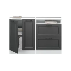 Dachschrägenschrank-Set Rion Anthrazit Landhaus/Weiß 2er Set Vicco