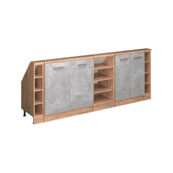 Dachschrägenschrank-Set Rion Beton/Goldkraft Eiche 5er Set Vicco