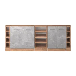 Dachschrägenschrank-Set Rion Beton/Goldkraft Eiche 5er Set Vicco